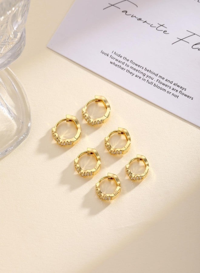 Kyerlyn 3 Pairs Gold Hoop Earrings Set: Dainty Stud Earrings Trendy Small 14K Gold Plated Hypoallergenic Dangle Cartilage Huggie Hoop Earrings for Women wave Gold Jewelry for Women Gifts - Image 5